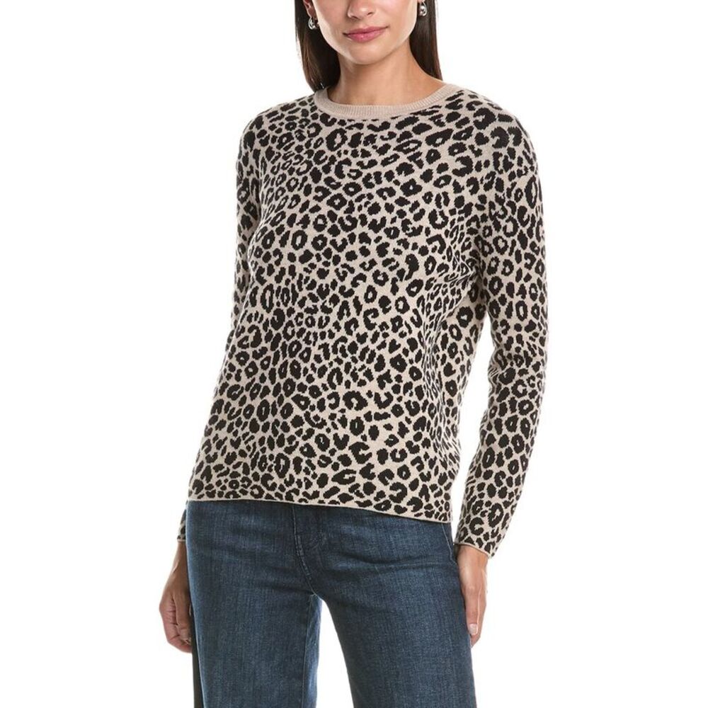 Hannah Rose Womens Cashmere-Blend Zebra Sweater, Tan
